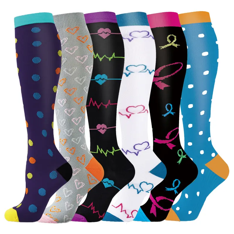 Dot Heart Ribbon Compression Socks compression socks sample