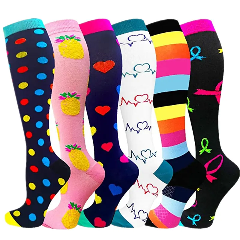 Six Pair Bright Retail Mix compression socks sample