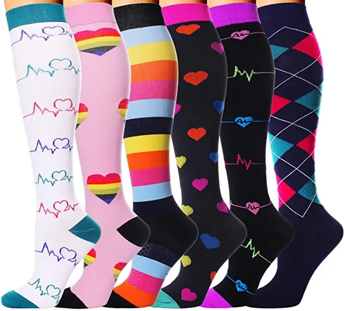 Jacquard Heart Argyle Mix compression socks sample