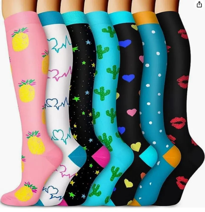 Seven Pair Pineapple Cactus Mix compression socks sample