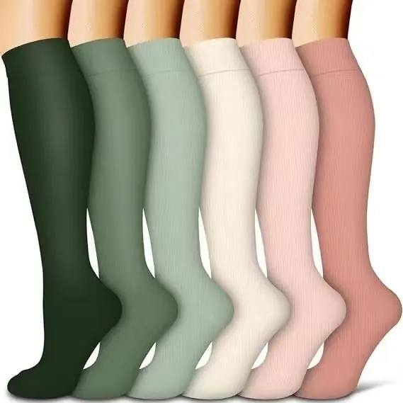 Green Pink Solid Compression Socks compression socks sample