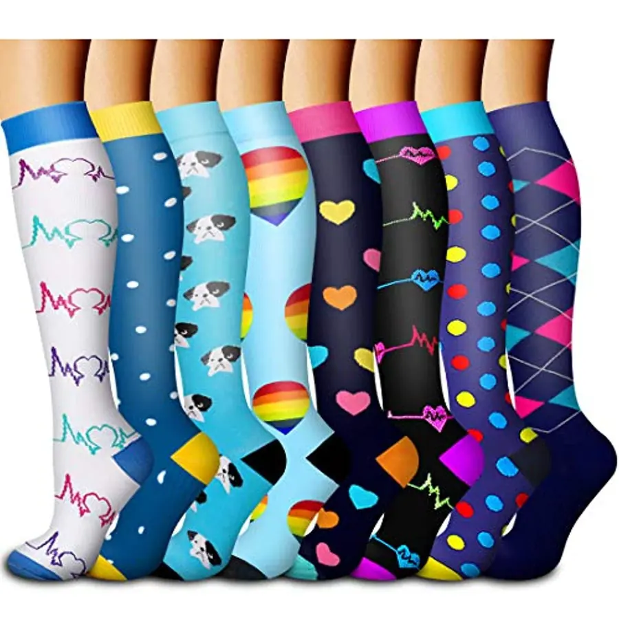 Eight Pair Dog Heart Mix compression socks sample